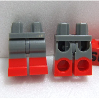 【積木2010】樂高 LEGO 深灰色 / 紅色 雙色腳 / 人偶 雙腳 人偶腳 人偶下半身