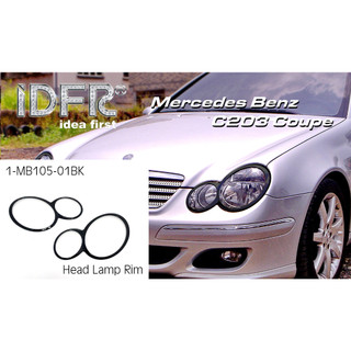 IDFR-ODE 汽車精品 Benz 01-04 C-Class C203 Coupe 烤漆黑大燈飾框 前燈飾框