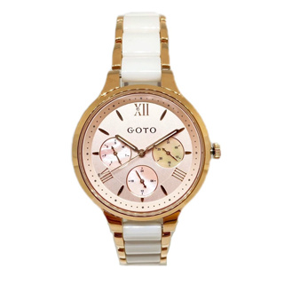 【GOTO】羅馬刻度晶鑽三眼腕錶 GS6373L-42-841 35mm 現代鐘錶