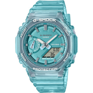 CASIO 卡西歐 G-SHOCK 八角農家橡樹 半透明雙顯手錶-偏光藍 GMA-S2100SK-2A