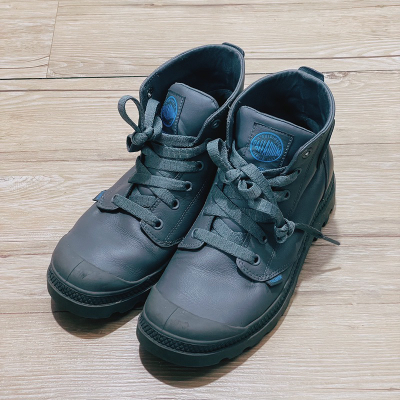 【二手】Palladium 藍標防水中低筒寬楦女靴休閒鞋(霧灰)EU38/23半