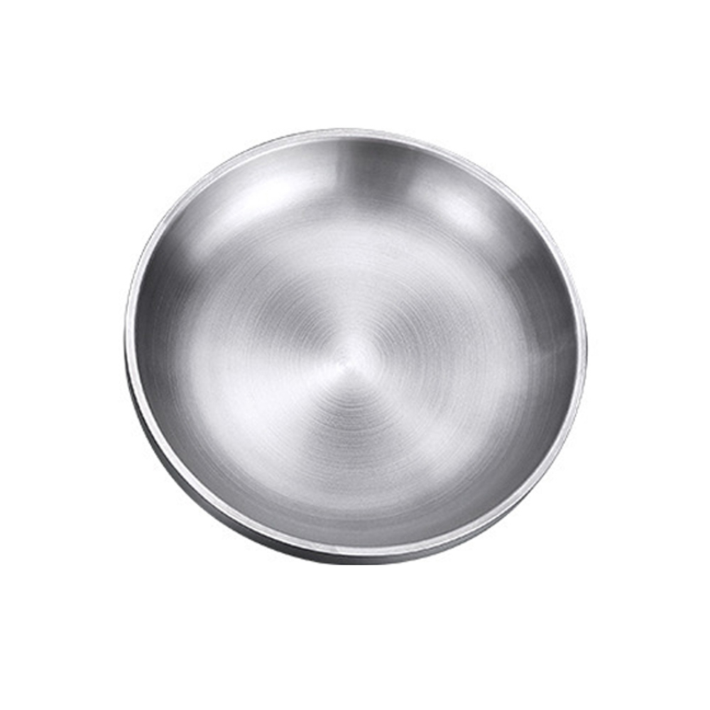 廚房餐廳用品304不銹鋼盤子水果沙拉盤圓形雙層深盤西餐牛排餐盤菜盤24CM  E182-1