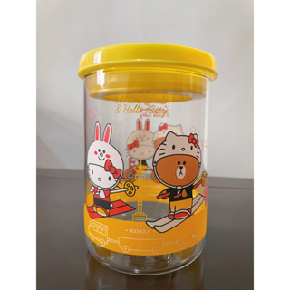 Hello Kitty x LINE FRIENDS 聯名造型耐熱玻璃罐 密封罐 約750ML