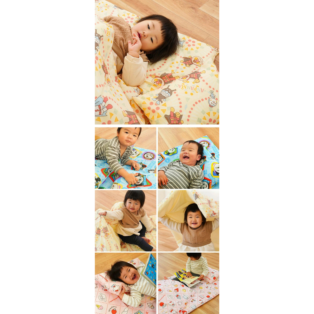 全新日本購回~現貨+預購 東京西川 幼兒園 午睡 床墊 棉被 枕頭 睡袋~麵包超人/湯瑪士/Kitty七件組圖