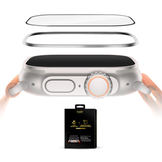 Hoda【Apple Watch Ultra 49mm】AR抗反射玻璃保護貼 + 鈦合金保護框