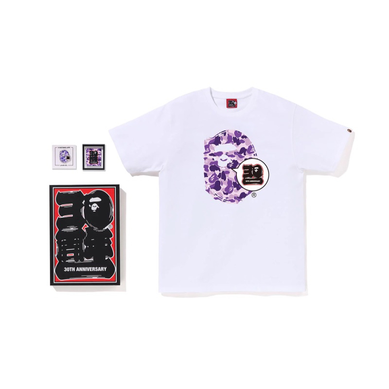 【𝗜𝗡𝗦𝗜𝗚𝗛𝗧_𝟵𝟰】Bape 30週年 台北紫迷彩限定 日本製 白色短袖