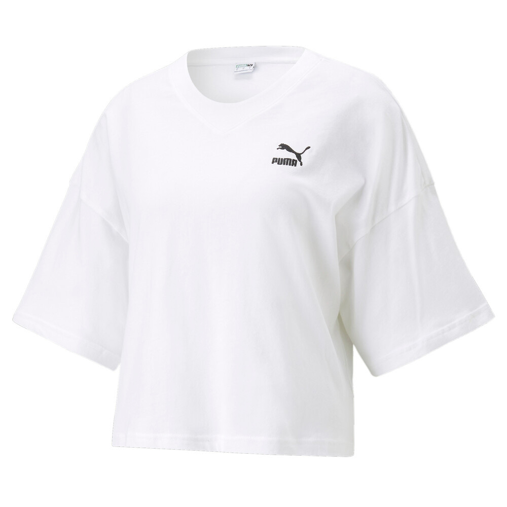 PUMA 短T 流行系列 CLASSICS 白 寬鬆 短版 謝欣穎 短袖 T恤 女 53805202