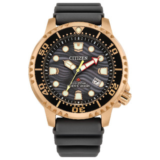CITIZEN 星辰 PROMASTER BN0163-00H 夏日海浪波紋光動能橡膠錶帶款 44mm 黑款