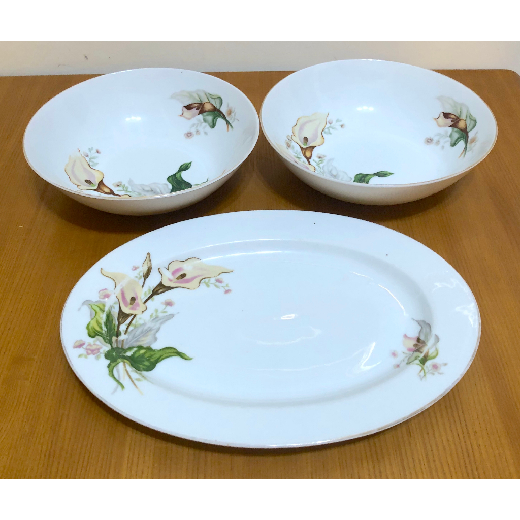 YAMATO CHINA 骨瓷餐具 大碗 湯碗 共2入 MADE IN JAPAN+大同磁器 橢圓形大餐盤 共1入
