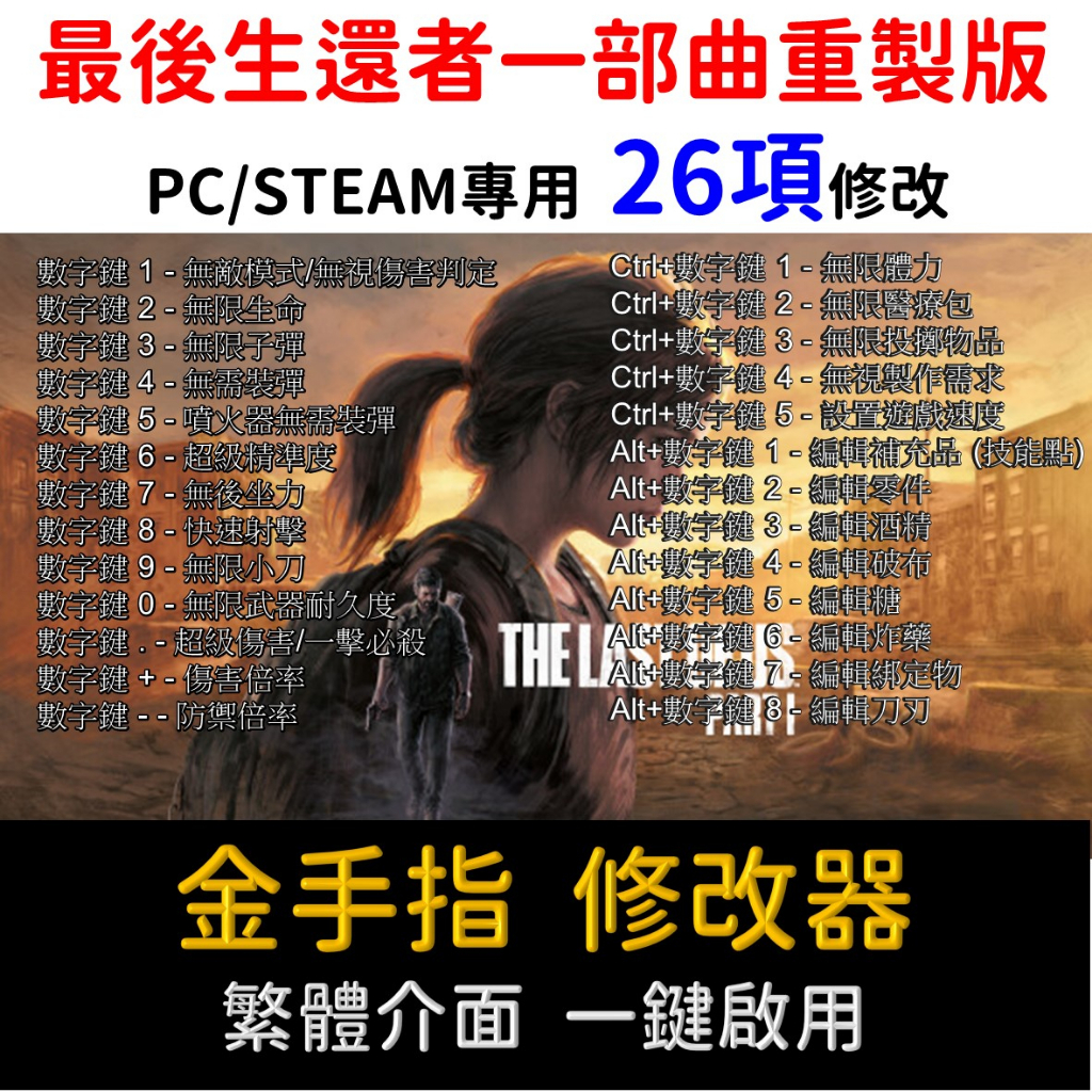 【自動發貨】最後生還者 Part1 一部曲 重製 steam pc 修改器 金手指 密技 存檔 修改 遊戲片 last