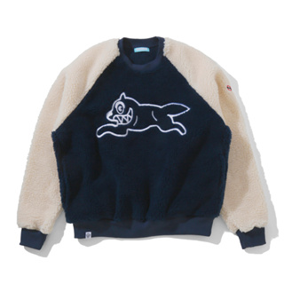 ICECREAM 2 TONE BOA RAGLAN CREWNECK 絨毛大學T 藍白 日線