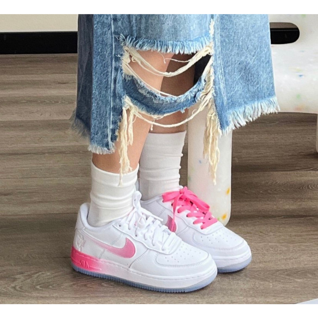 帝安諾-Nike Air Force1 LV8  AF1 舊金山 冰藍底 果凍底 粉色漸變 荷花 FD1023-100