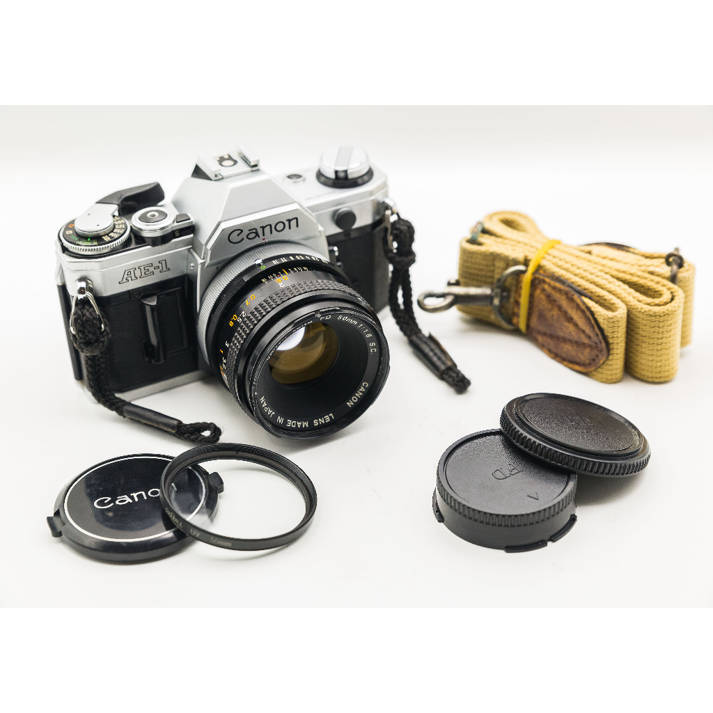 二手新中古:經典CANON AE-1+CANON FD 50mm F1.8 SC大光圈 輕巧文青相機135底片機8成5新