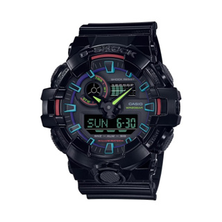 【CASIO G-SHOCK】虛擬彩虹系列雙顯運動腕錶-亮面黑/GA-700RGB-1A/台灣總代理公司貨享一年保固