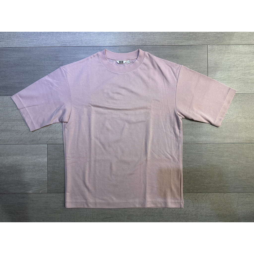 Uniqlo U系列 男裝 AIRism 棉質寬版圓領T恤 (五分袖) 淡粉色 435806