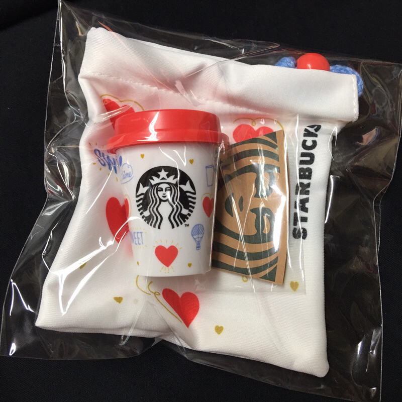 日本星巴克Starbucks 情人節 迷你杯 束口袋