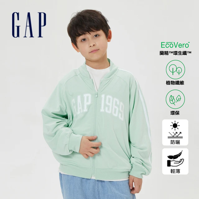 Gap 男童裝 Logo輕薄防曬棒球外套-薄荷綠(602182)