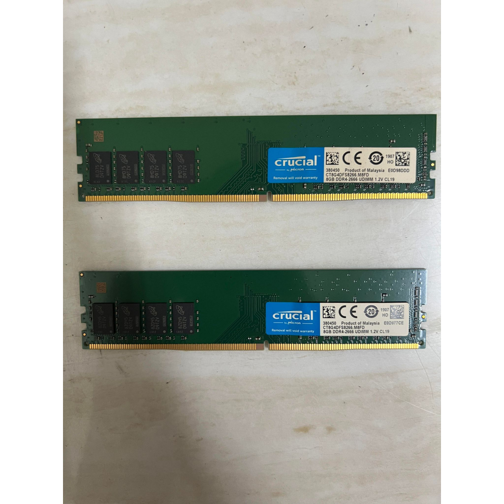 【Micron美光】crucial 16G(8G*2) DDR4-2666記憶體 原廠終身保固 雙通道 二手良品$900