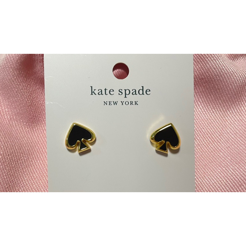 【KATE SPADE】桃心耳環(金色x黑色)