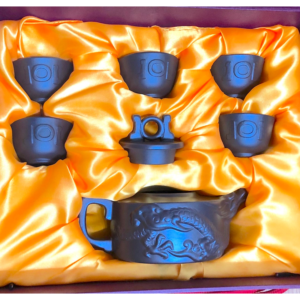 【尊貴典藏龍躍百年紫砂壼禮盒】 茶具組 1茶壼+5茶杯