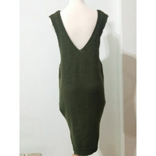 （二手）墨綠 V領 墨綠洋裝 背心裙 洋裝 連衣背心 針織 針織洋裝 針織背心裙