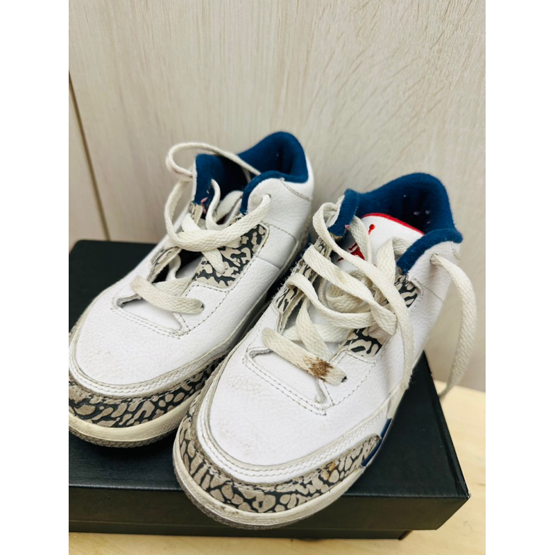 二手 JORDAN 3 RETRO BT 喬丹3代 白藍配色童鞋 9C(15cm)