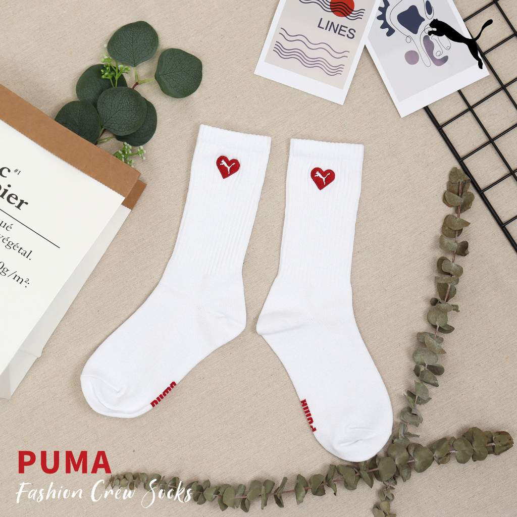 Puma 襪子 Fashion Crew Socks 白 紅 愛心 小白襪 中筒襪 男女款 【ACS】 BB141301