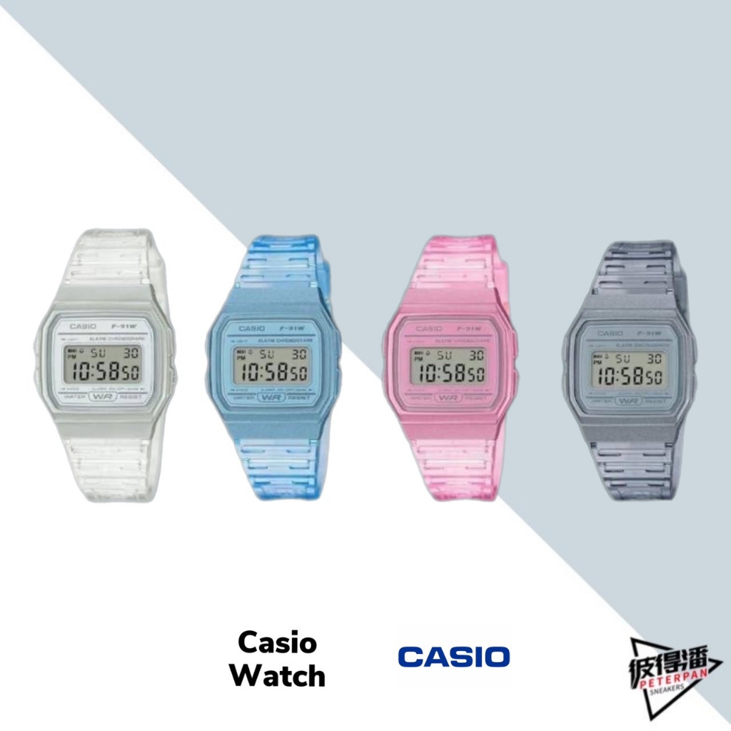 CASIO 卡西歐 液晶 果凍 半透明 矽膠 數位錶 手錶 F-91WS系列 【彼得潘】