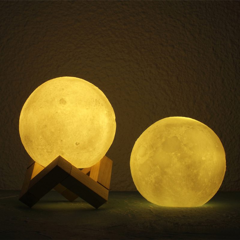 [台灣現貨.)創意3D月球小夜燈#直徑10公分#含燈座#黏土#彩繪#流動畫#石英砂畫