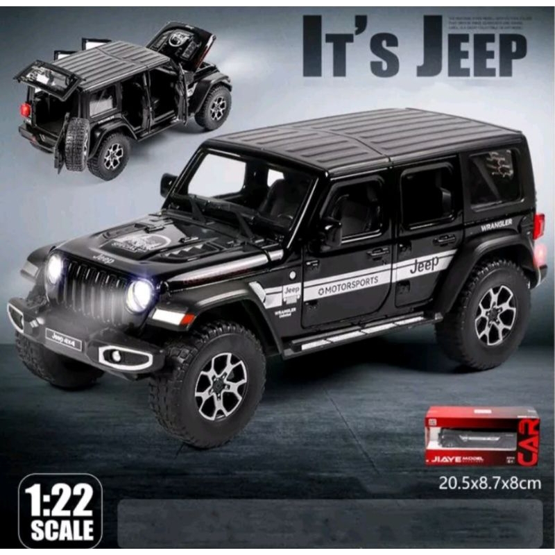 1:22 Jeep Wrangler Rubicon 合金汽車模型聲光迴力系列壓鑄車兒童汽車玩具