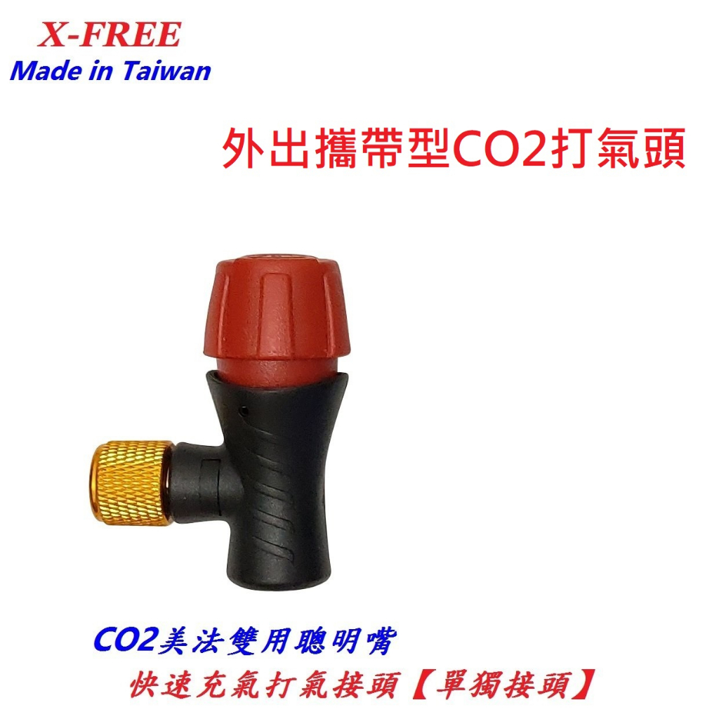 【小謙單車】全新CO2美法雙用快速充氣打氣接頭【單獨打氣頭】美嘴/法嘴共用