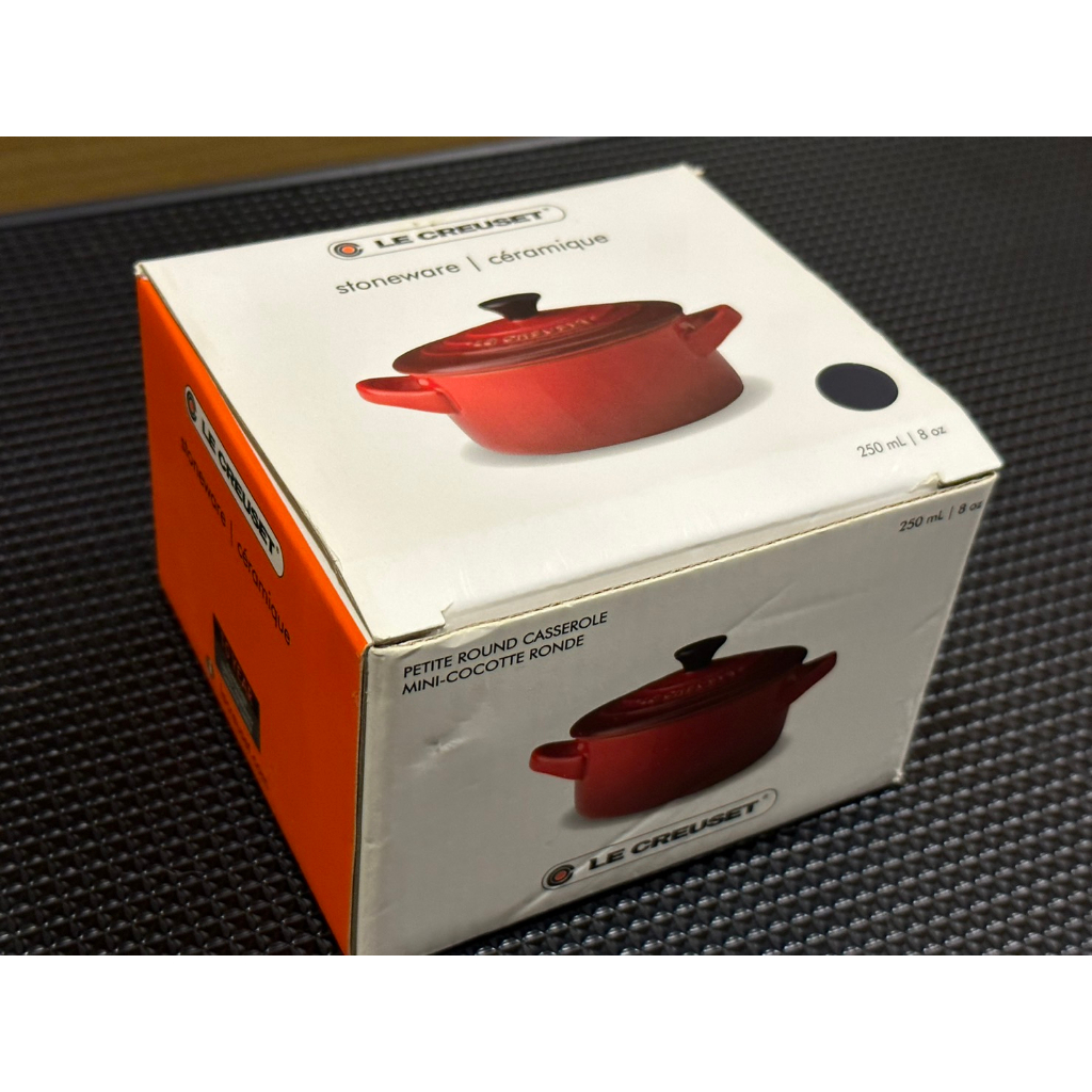 Le Creuset 瓷器迷你圓烤盅 圓鍋 湯鍋 鑄鐵鍋 250ml 全新 沒用過 收納已久 黑色