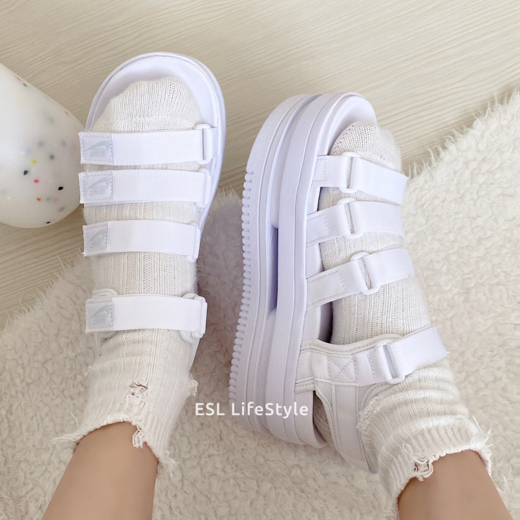 -ESL- 現貨 NIKE ICON CLASSIC SANDAL 白色 涼鞋 增高 厚底 女鞋 DH0223-100