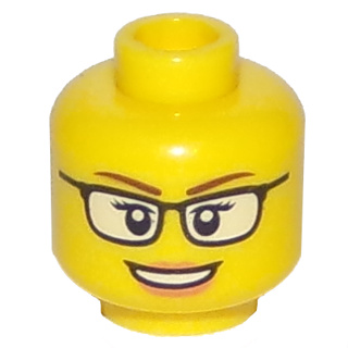 LEGO 樂高 黃色 人偶頭 女生 眼鏡 紅棕色眉毛 3626cpb1567