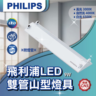 【登野企業】PHILIPS 飛利浦 LED 雙管山型燈具 附燈管 TMS288 T8 二尺/四尺 雙管 快速出貨 現貨