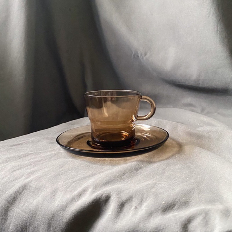 {{ 老叢 }}☕️ 早期法國Duralex茶色玻璃杯盤組