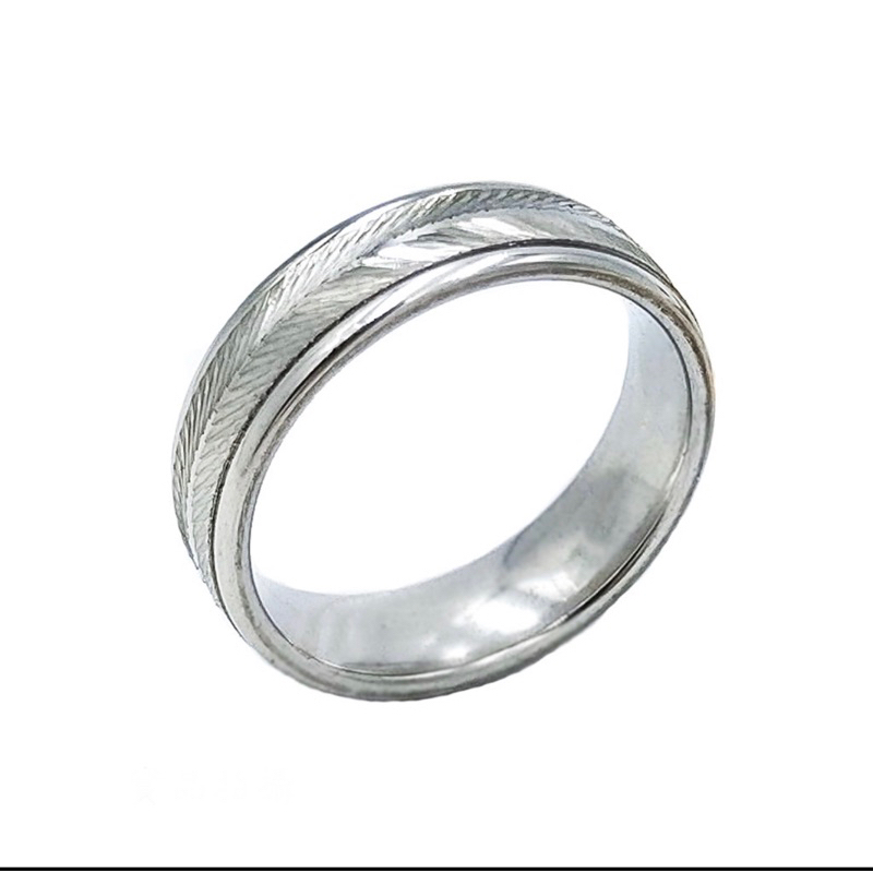 鈦鋼戒指 17~21號 全鋼不生鏽 羽毛紋路切割面 個性戒指 艾豆『H4105』