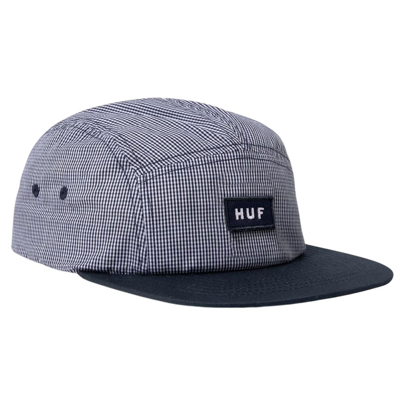 【HUF】HF231E11129 MICRO GINGHAM BOX LOGO VOLLEY HAT 五分割帽 (深藍)