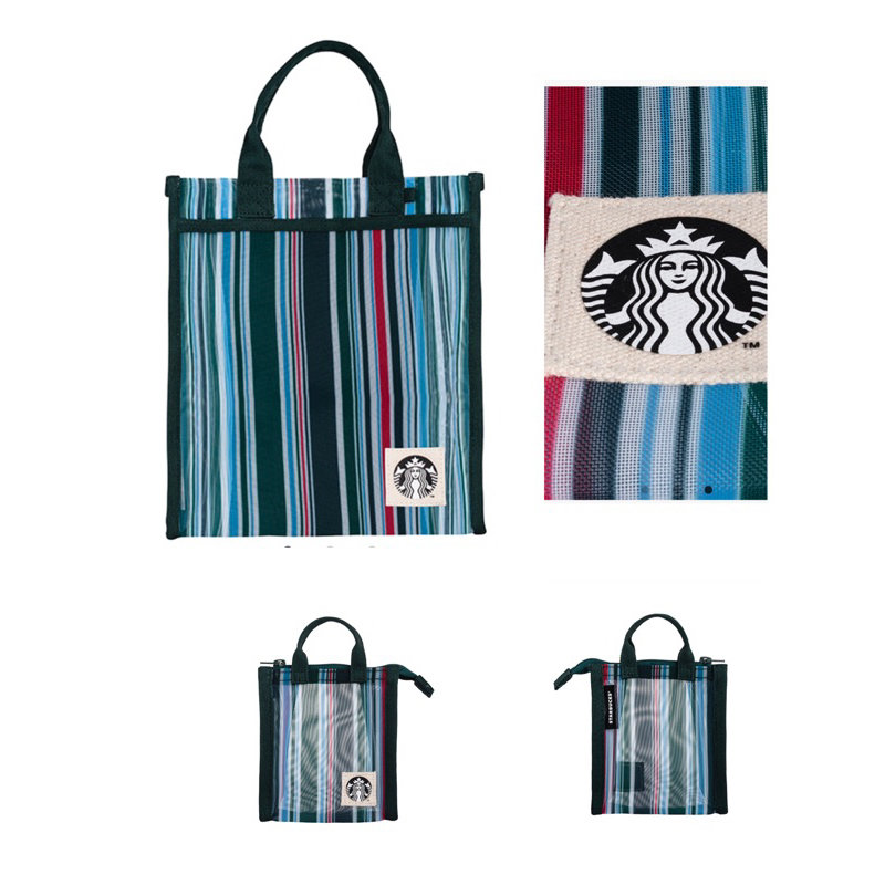 星巴克 茄芷袋 星風格直紋網布提袋 星風格直紋網布零錢包 Starbucks 2023