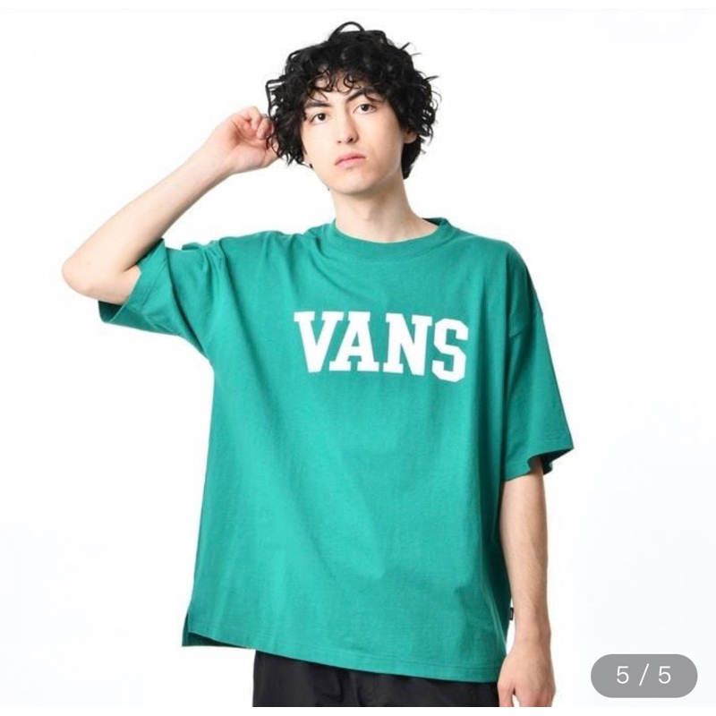 VANS 短T 寬版 落肩 綠色 白色 日本代購vans logoT