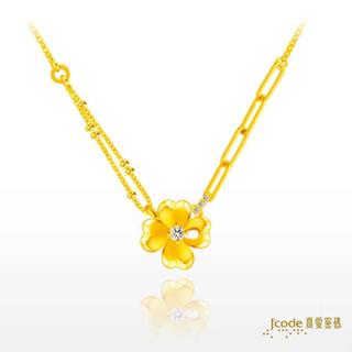 【J’code真愛密碼】✨送 質感包組✨緊扣幸福 黃金項鍊 9999純黃金 幸運草 獨特 禮物 美鑫 23母親