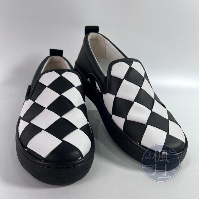BRAND楓月 BOTTEGA VENETA BV 黑白色 粗編織 船鞋 平底鞋 懶人鞋 女鞋 #38