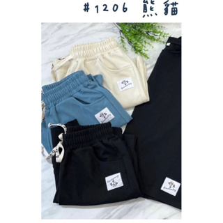🌟現貨🌟韓版 馬卡龍 鬆餅格貓熊標 休閒短褲#1206