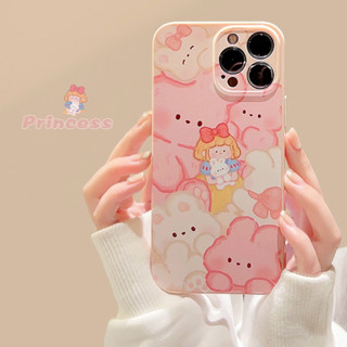 買3送1🌟臺灣現貨🌟蜜粉兔熊女孩iPhone 12 13 14手機殼 保護殼