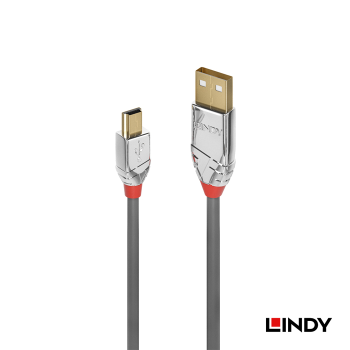 LINDY 林帝 CROMO USB2.0 Type-A/公 to Mini-B/公 傳輸線 3m (36633)