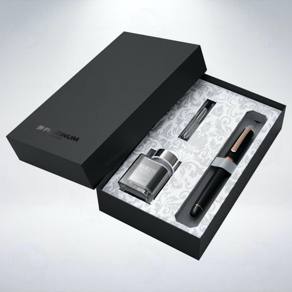 日本 Platinum #3776 Century 心形限量版鋼筆禮盒組: 黑色
