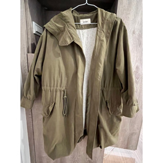【二手惜物】Snidel 正品 綠色長版軍外套 大帽緣