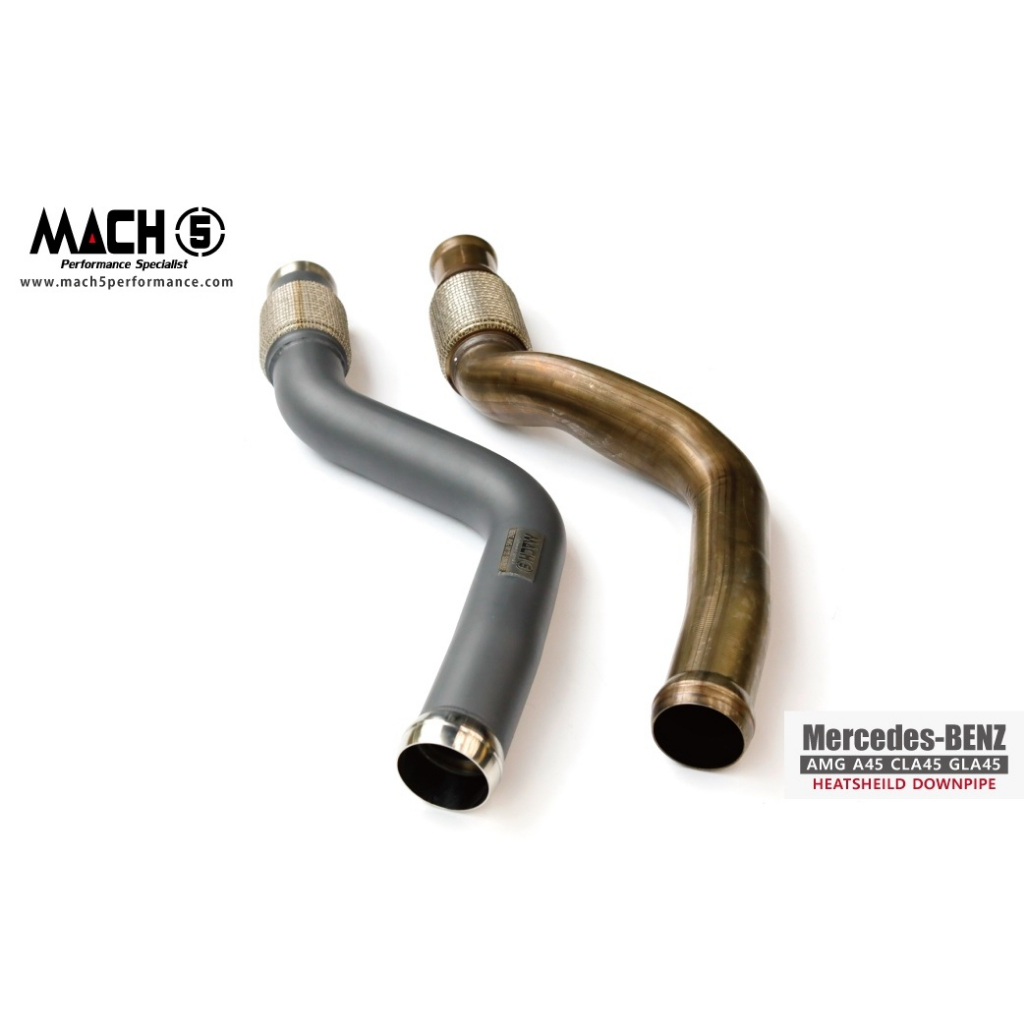 XM碳纖維精品 BENZ W176 AMG A45 MACH5 Downpipe 不鏽鋼 排氣管 直通 三元催化