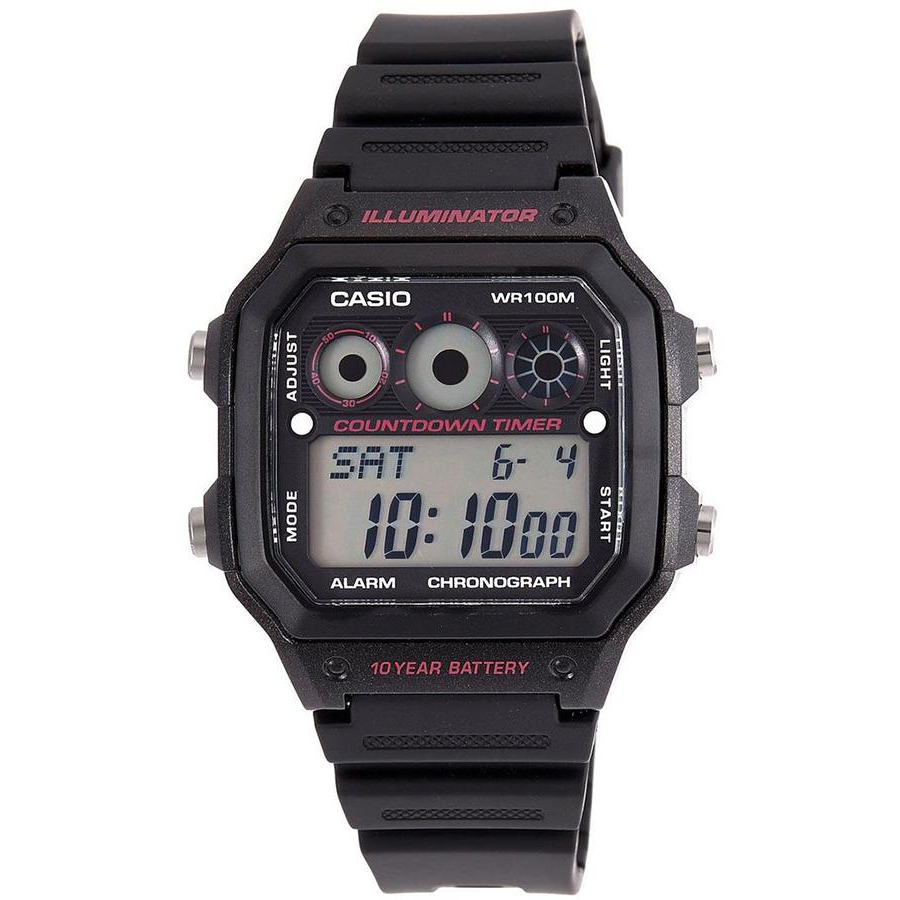 國隆手錶專賣 CASIO AE-1300WH-1A2 電子錶 方形 膠質錶帶 碼錶 防水100米 照明 AE-1300W