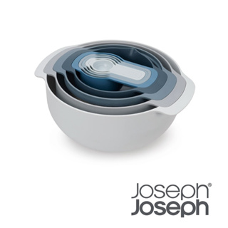 [現貨出清]【英國Joseph Joseph】量杯打蛋盆9件組-天空藍《WUZ屋子》攪拌盆 量杯 打蛋 料理工具 烘焙